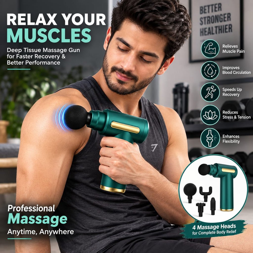Deep Tissue Massage Gun – Percussion Muscle Massager with 6 Massage Heads