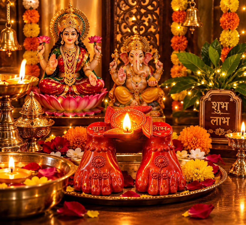 🪔 PACK OF 2 LAXMI CHARAN DIYA PAIR 🪔 | Decorative Set for Diwali & Pooja ✨