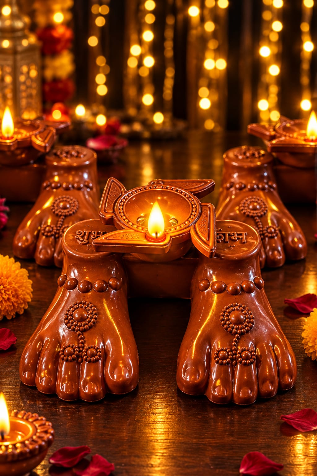 🪔 PACK OF 2 LAXMI CHARAN DIYA PAIR 🪔 | Decorative Set for Diwali & Pooja ✨