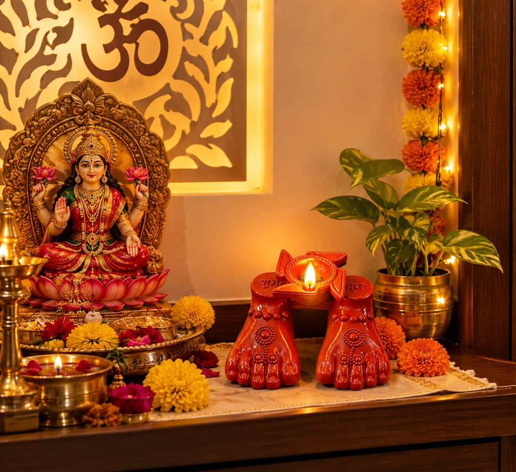 🪔 PACK OF 2 LAXMI CHARAN DIYA PAIR 🪔 | Decorative Set for Diwali & Pooja ✨