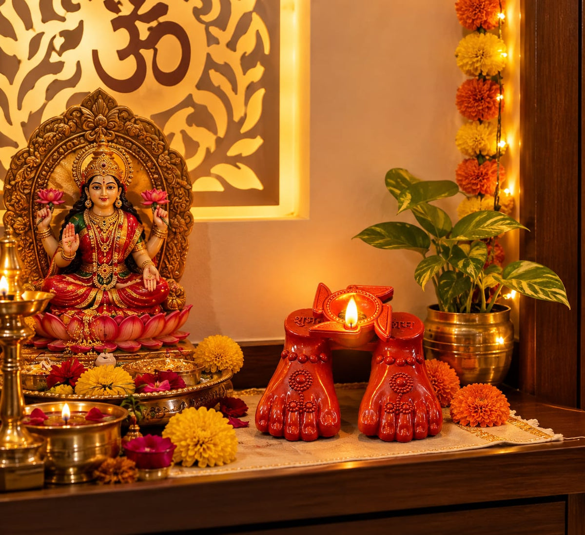 🪔 PACK OF 2 LAXMI CHARAN DIYA PAIR 🪔 | Decorative Set for Diwali & Pooja ✨