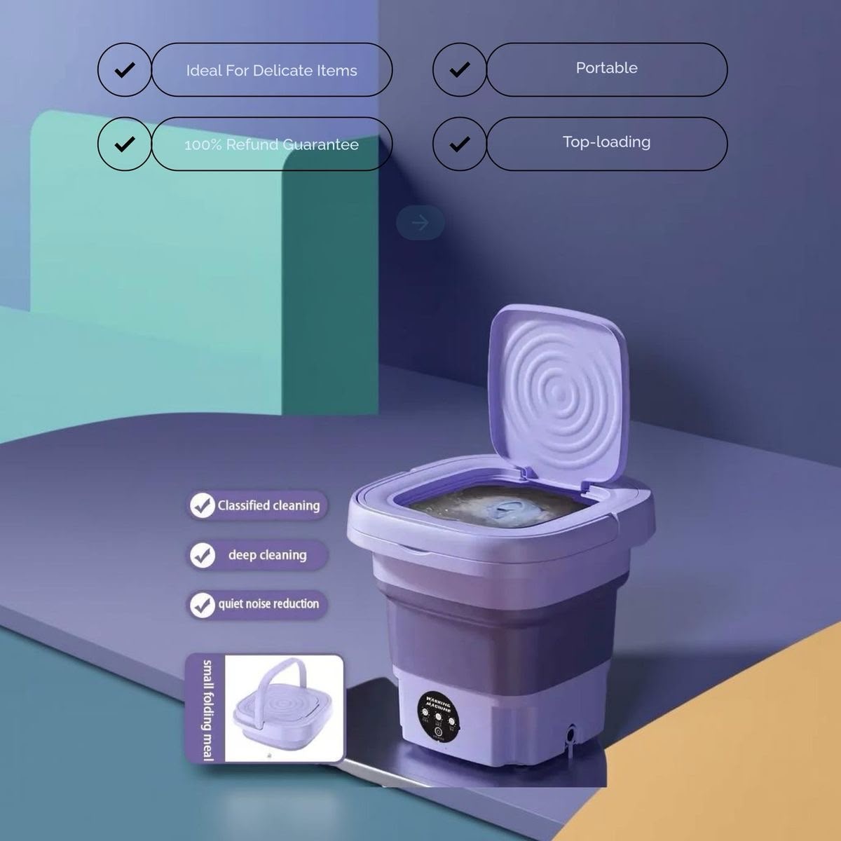 🧺 Foldable Mini Washing Machine – Compact, Powerful & Easy to Use